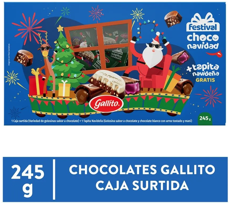 Chocolates Gallito caja surtida más tapita navideña - 245 g